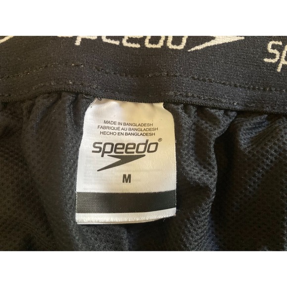 Speedo Swim Trunks Shorts Men Size M Medium Black Gray with Pockets - Picture 7 of 9